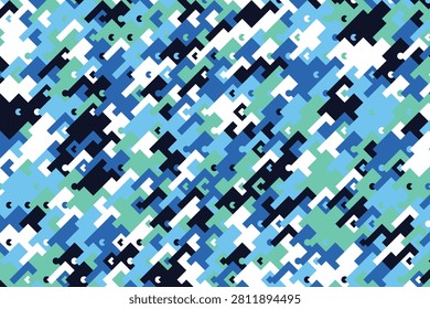 Pixelated argyle pattern with blue-green-cyan gradient shades pixelart geometric