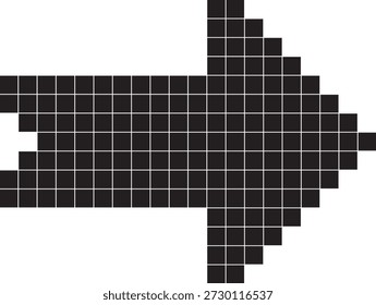 Pixelierter Pfeil. Pfeilsymbol für Punkte. Schwarze Vektorpfeilsymbole. Cursor Pfeilzeichen. Moderne einfache Pfeile