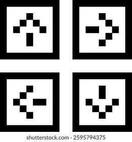 pixelated arrow icons in 8-bit style