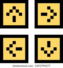 pixelated arrow icons in 8-bit style