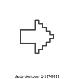 Icono de línea de flecha de píxeles. signo de estilo lineal para concepto móvil y diseño web. Icono de vector de contorno de flecha de estilo de píxeles. Símbolo, ilustración del logotipo. Gráficos vectoriales