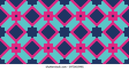 Pixelated art Abstract Mosaic . Vector illustration  Colors:  Bright Turquoise, Catalina Blue, Deep Cerise