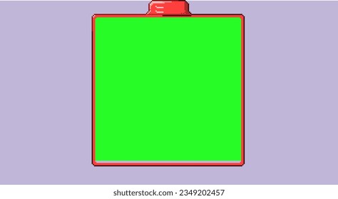 Arte de marco pixelado, marco cuadrado de 8 bits. Pintura de cuadro cuadrado pixelada de pantalla verde o marco de retrato.