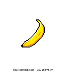 A pixelated banana in vibrant yellow color perfect for a healthy snack