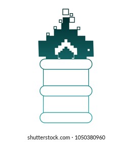 Pixelated barrel on fire