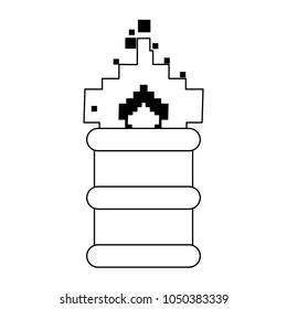 Pixelated barrel on fire