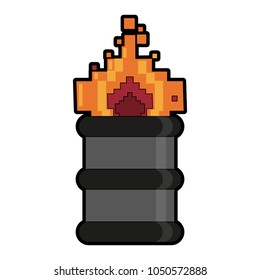 Pixelated barrel on fire