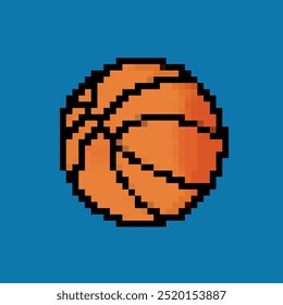 Icono de baloncesto pixelado. Icono de píxeles retro de baloncesto en colores vibrantes.