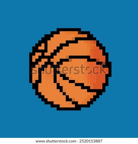 Pixelated basketball icon. Retro pixel icon basketball in vibrant colors.