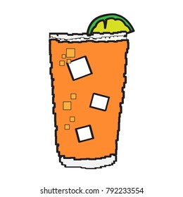 Pixelated beer glass icon on a white background, Vector illustration