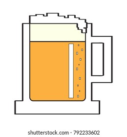 Pixelated beer mug icon on a white background, Vector illustration