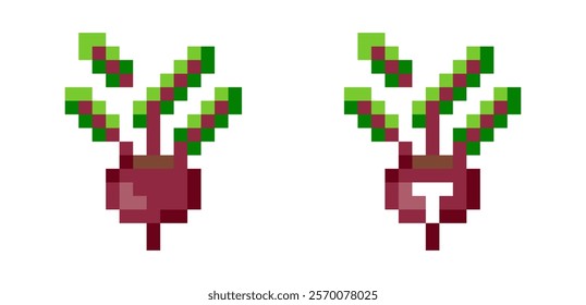 Pixelated beet on a white background.