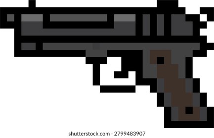 Pixelated Beretta M9 Pistol Side View in Retro Game Style