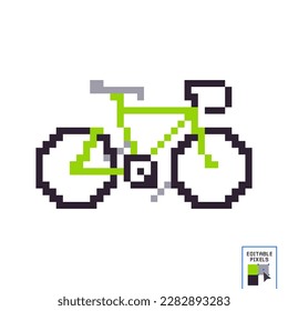 Bicicleta Pixelada. Ilustración de vectores aislados. Icono de bicicleta o bicicleta en un estilo de arte de videojuegos de 8 bits de píxel. Arte de píxeles.