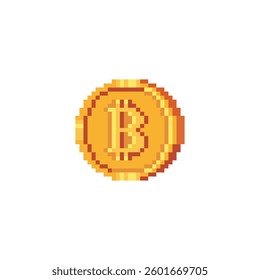 Pixelated Bitcoin Coin Illustration vector