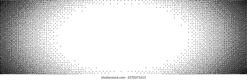 Pixelated bitmap gradient. Grunge halftone pixelated background. Faded noise texture frame
