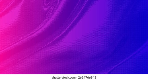 Pixelated bitmap gradient texture. Blue and pink dither pattern background. Abstract glitchy pattern. 8 bit video game screen wallpaper. Wide pixel art retro illustration