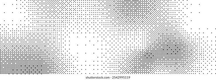 Pixelated bitmap gradient texture. Retro pixel art, black dither pattern, 8 bit background. Vector illustration