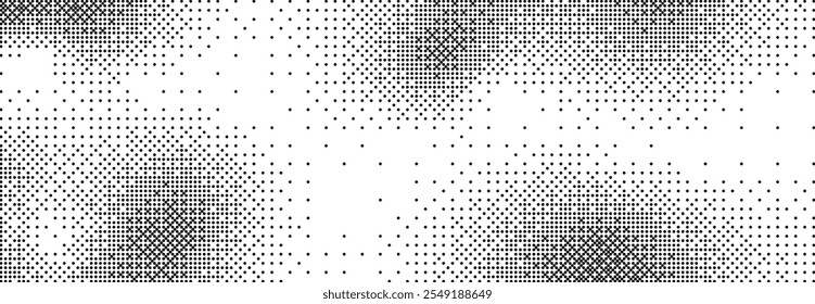 Pixelated bitmap gradient texture. Retro pixel art, black dither pattern, 8 bit background. Vector illustration