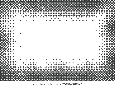 Pixelated bitmap gradient texture. Retro pixel art, black dither pattern, 8 bit background frame. Vector illustration