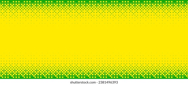 Pixelated bitmap gradient texture. Yellow and green dither pattern background. Abstract glitchy edge pattern. 8 bit video game screen wallpaper. Colorful pixel art retro illustration. Vector backdrop