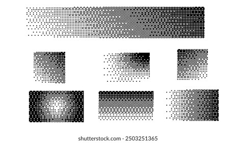 Pixelated bitmap gradient texture.8 bit video game screen wallpaper Black and white dither pattern background.	
