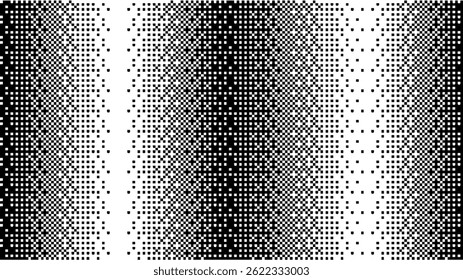 Pixelated bitmap gradient texture.8 bit video game screen wallpaper Black and white dither pattern background.	