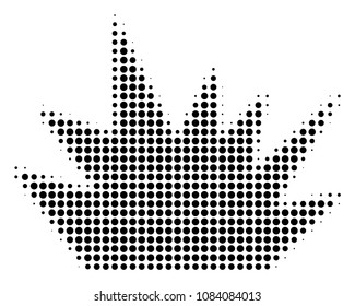 Pixelated black boom explosion icon. Vector halftone pattern of boom explosion pictogram designed with circle dots.