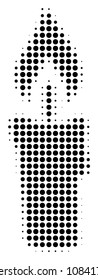 Pixelated black candle icon. Vector halftone pattern of candle symbol designed from circle items.