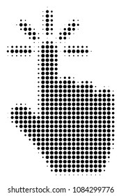 Pixelated black click icon. Vector halftone concept of click symbol formed from circle items.