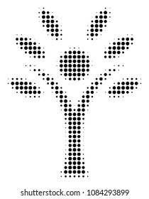 Pixelated black eco man icon. Vector halftone concept of eco man pictogram organized from spheric items.