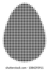 Pixelated black egg icon. Vector halftone composition of egg pictogram organized of spheric elements.