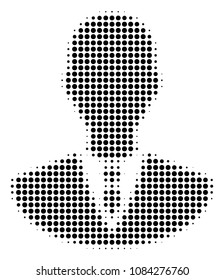 Pixelated black manager icon. Vector halftone concept of manager symbol formed of round dots.