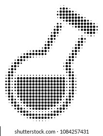 Pixelated black retort icon. Vector halftone mosaic of retort pictogram designed with spheric items.