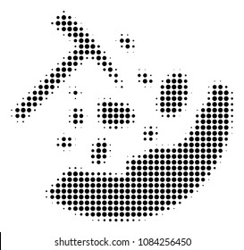 Pixelated black rocks mining icon. Vector halftone pattern of rocks mining symbol designed of round pixels.