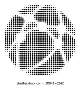 Pixelated black web browser icon. Vector halftone composition of web browser symbol formed with circle dots.