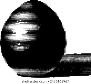 Pixelated black and white image of a standing egg