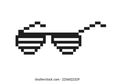 Pixelated boss glasses, bandit pixel glasses, gangster pixelated sunglasses. Vector illustration.