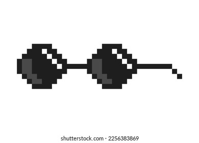 Pixelated boss glasses, bandit pixel glasses, gangster pixelated sunglasses. Vector illustration.