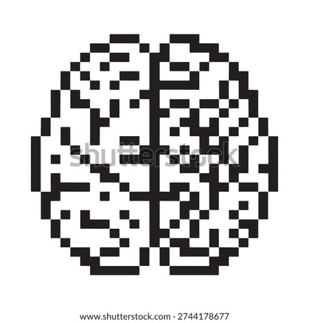 Pixelated brain illustration A digital representation of the human brain