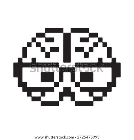 Pixelated brain illustration with glasses a digital representation of intellect