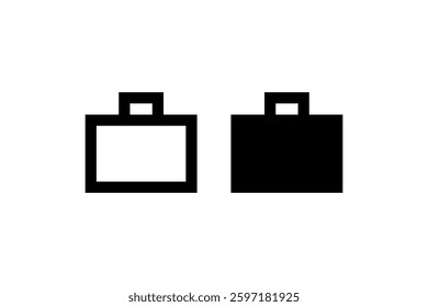 Pixelated briefcase icons in black and white Vector