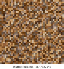 Textura marrom pixelada. Padrão de quadrado digital. Plano de fundo do bloco vetorial. Tons de terra quente.