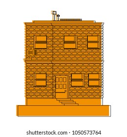 Pixelated building isolated
