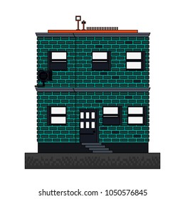Pixelated building isolated