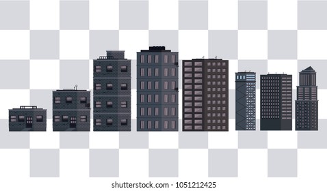 Pixelated buildings isolated
