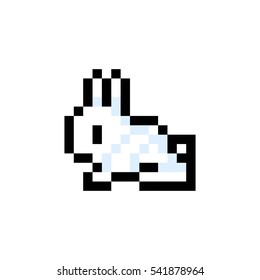 Pixelated Bunny 8 bit Pixel Art - Isolated Vector Illustration