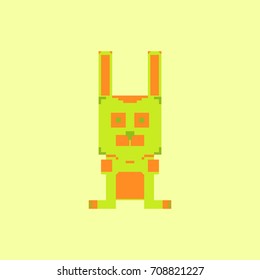 Pixelated Bunny 8 bit Pixel Art - Isolated Vector Illustration