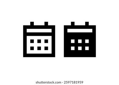 Pixelated calendar icons in black and white Vector