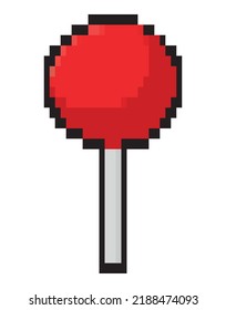 pixelated candy in stick design over white